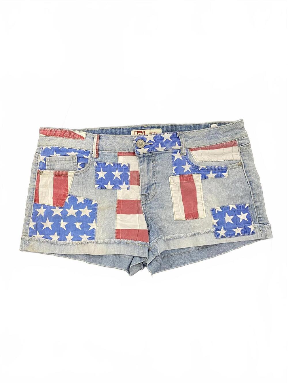 Y2k american flag denim shorts